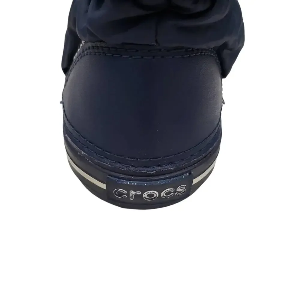 Crocs Winter Puff Boots 14614 Nylon Textile Navy/White Women's 6